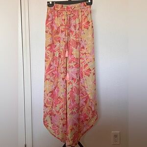 Tiare Hawaii Floral Ankle Pants - Pink and Yellow